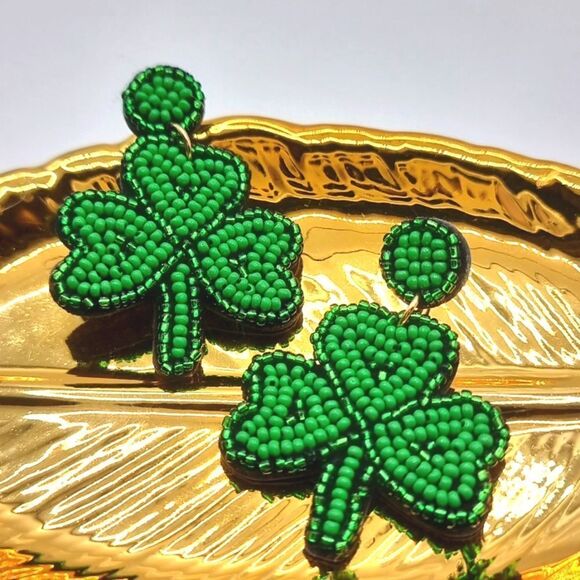 Bling CLOVER exquisite seed bead water drop earrings - Picture 6 of 8